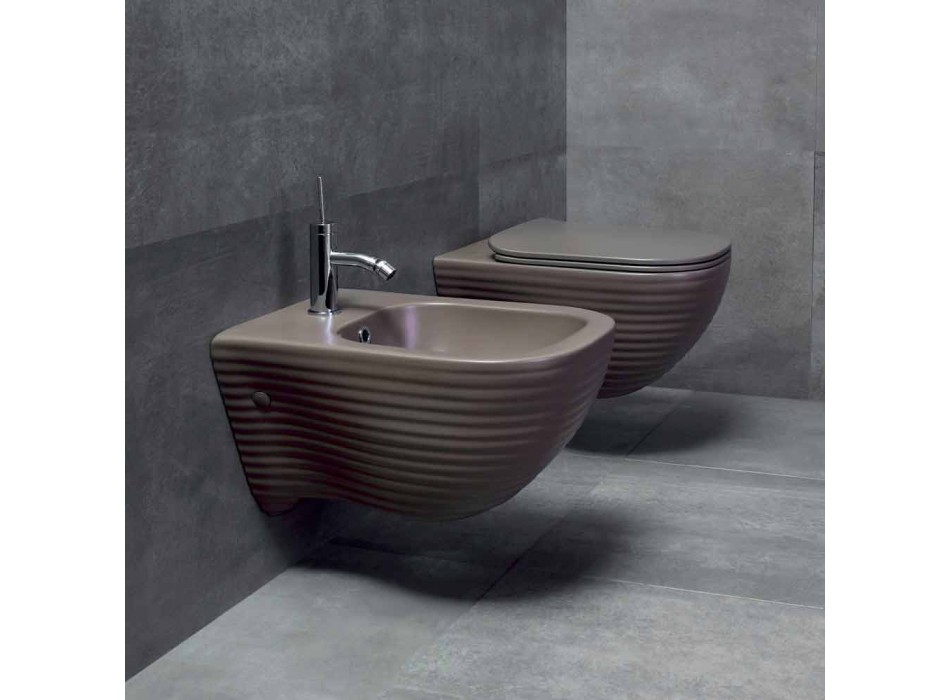 Modern hangend toilet in wit keramiek of gekleurd Trabia Viadurini