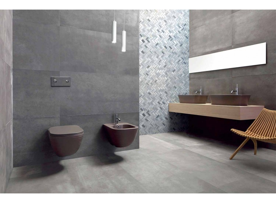 Modern hangend toilet in wit keramiek of gekleurd Trabia Viadurini