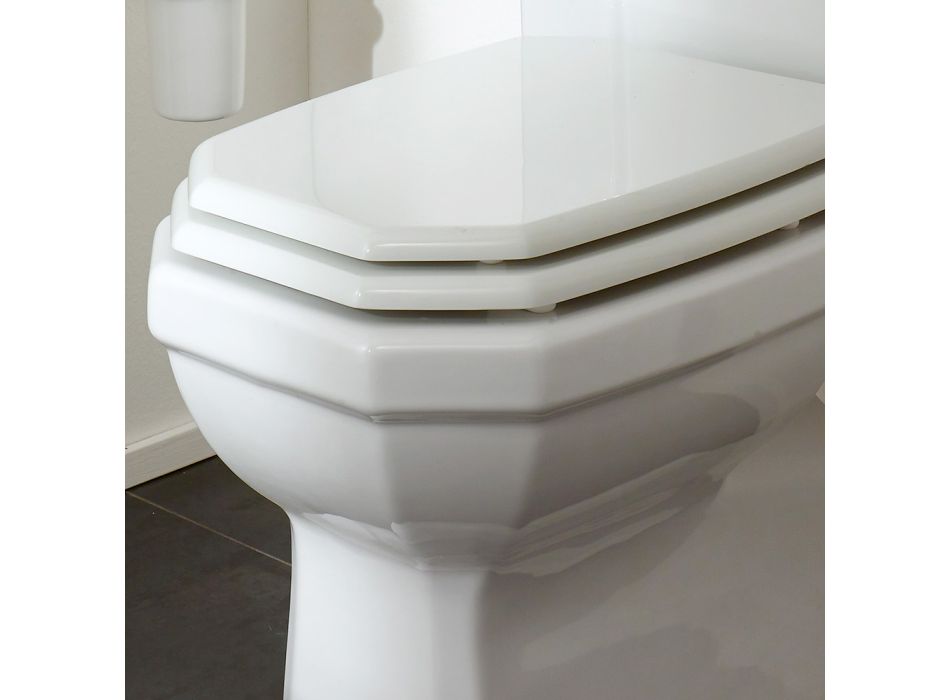 Witte keramische toiletpot met cassette, gemaakt in Italië - Nausica Viadurini