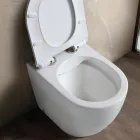 Aster White keramische randloze staande toiletpot met softclose zitting.   Viadurini