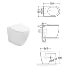 Aster White keramische randloze staande toiletpot met softclose zitting.   Viadurini