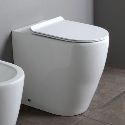 Randloos toilet met soft-close thermohardende keramische zitting - Oleander Viadurini