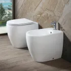 Aster tweekleurig mat keramisch randloos toilet met soft-close zitting   Viadurini