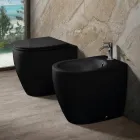 Aster tweekleurig mat keramisch randloos toilet met soft-close zitting   Viadurini