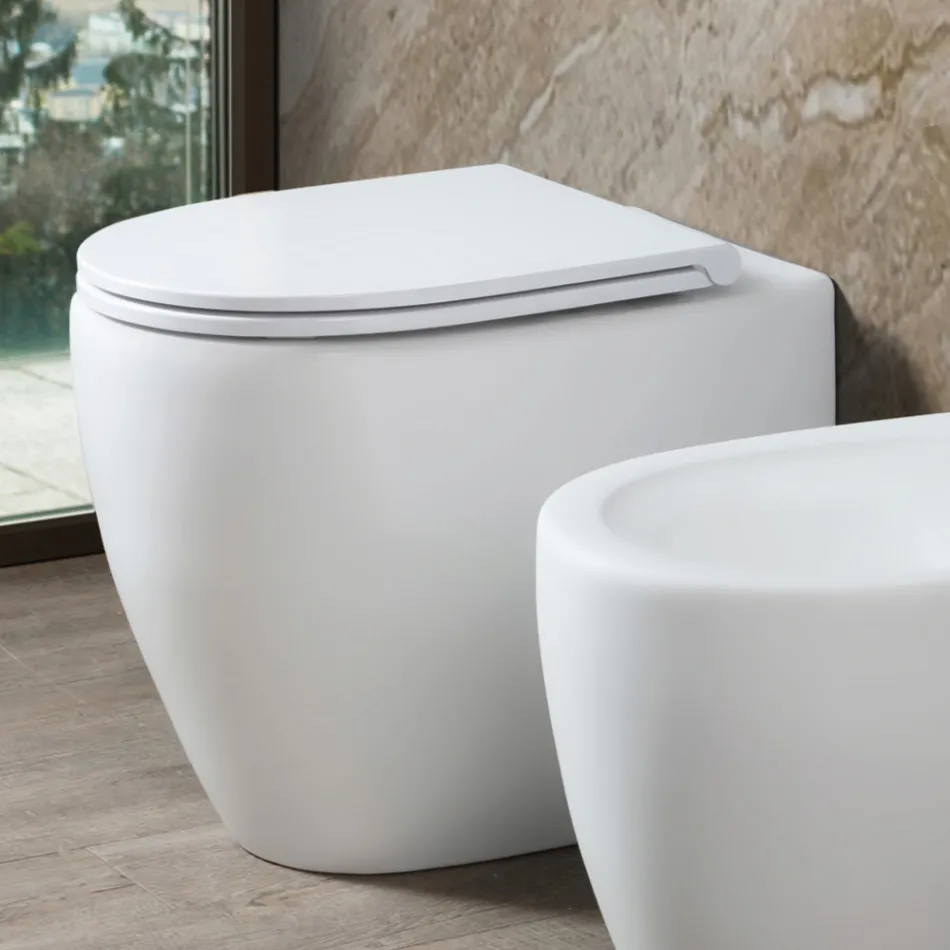 Aster tweekleurig mat keramisch randloos toilet met soft-close zitting   Viadurini