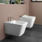 Wandtoilet met softclose keramische zitting in een modern design - Giunco Viadurini