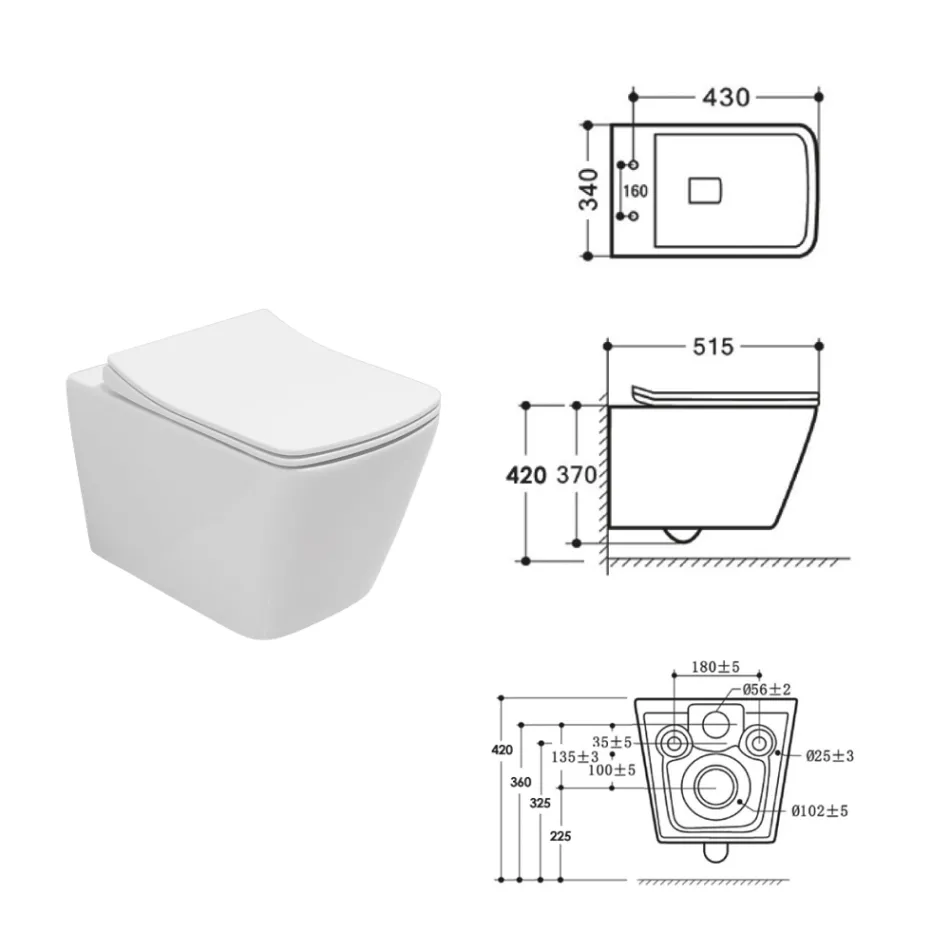 Wandtoilet met softclose keramische zitting in een modern design - Giunco Viadurini