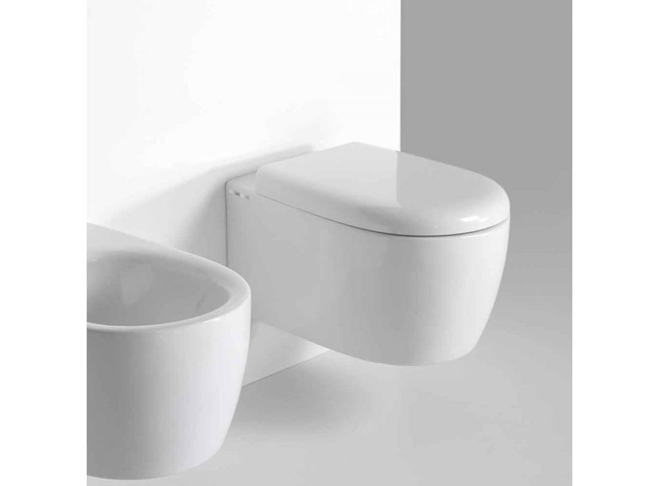 Modern design wandhangend toilet in gekleurd keramiek Made in Italy - Lauretta Viadurini