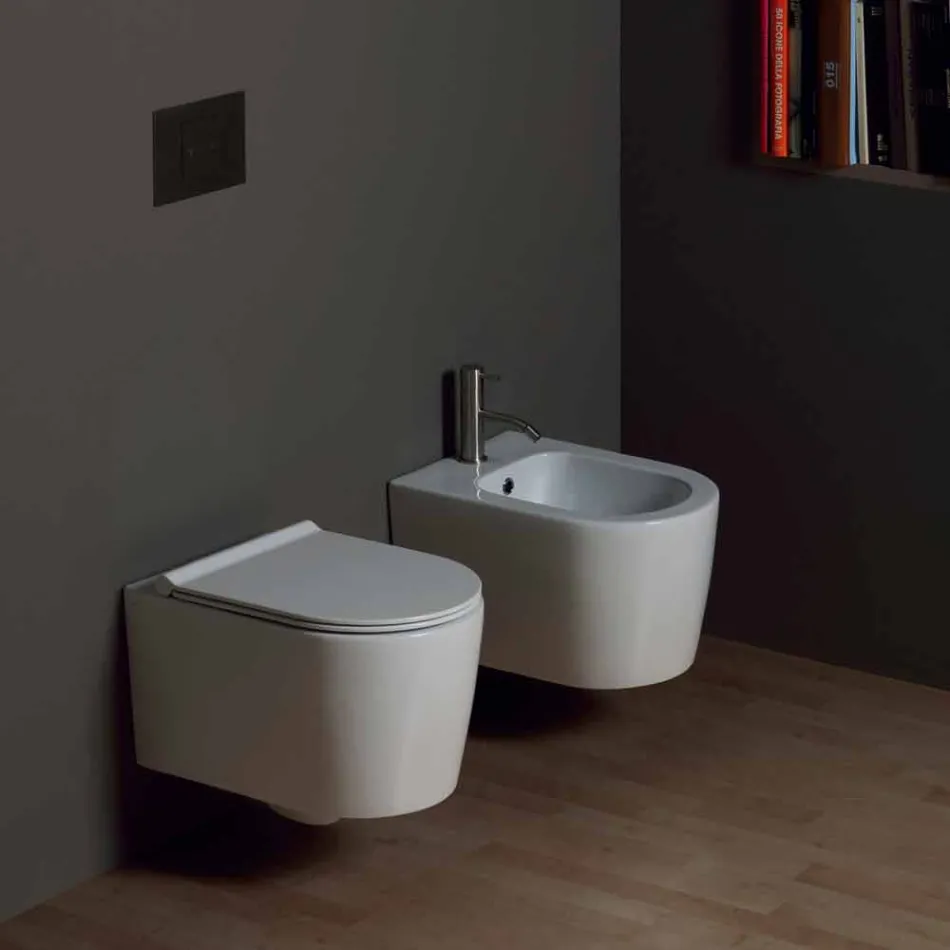 Pot hing toilet in modern design Shine plein keramiek, gemaakt in Italië Viadurini