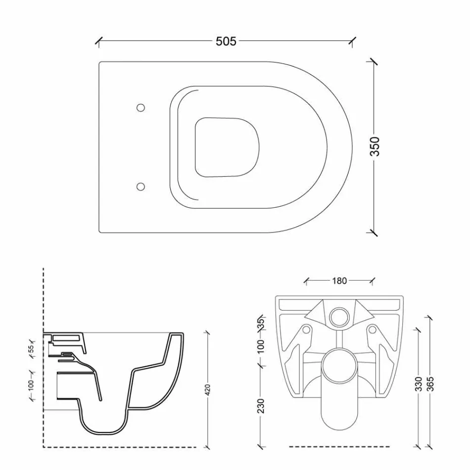 Muur hing toilet in modern design keramiek Star 50x35 Made in Italy Viadurini