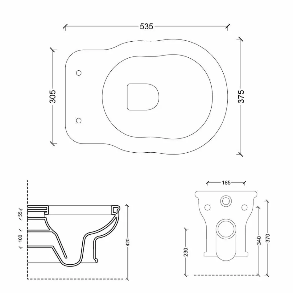 Vaas modern opschorting WC witte keramische Style 54x36 Made in Italy Viadurini