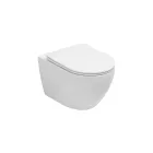 Wandgemonteerd randloos toilet met soft-close keramische zitting - Juniper   Viadurini