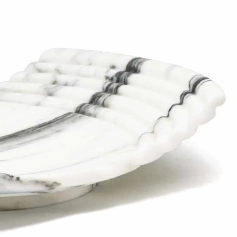 Gebogen decoratief dienblad in Arabescato marmer gemaakt in Italië - Clifton Viadurini