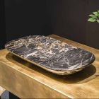 Elegant dienblad in Portoro-marmer Gemaakt in Italië - Ethereal Viadurini