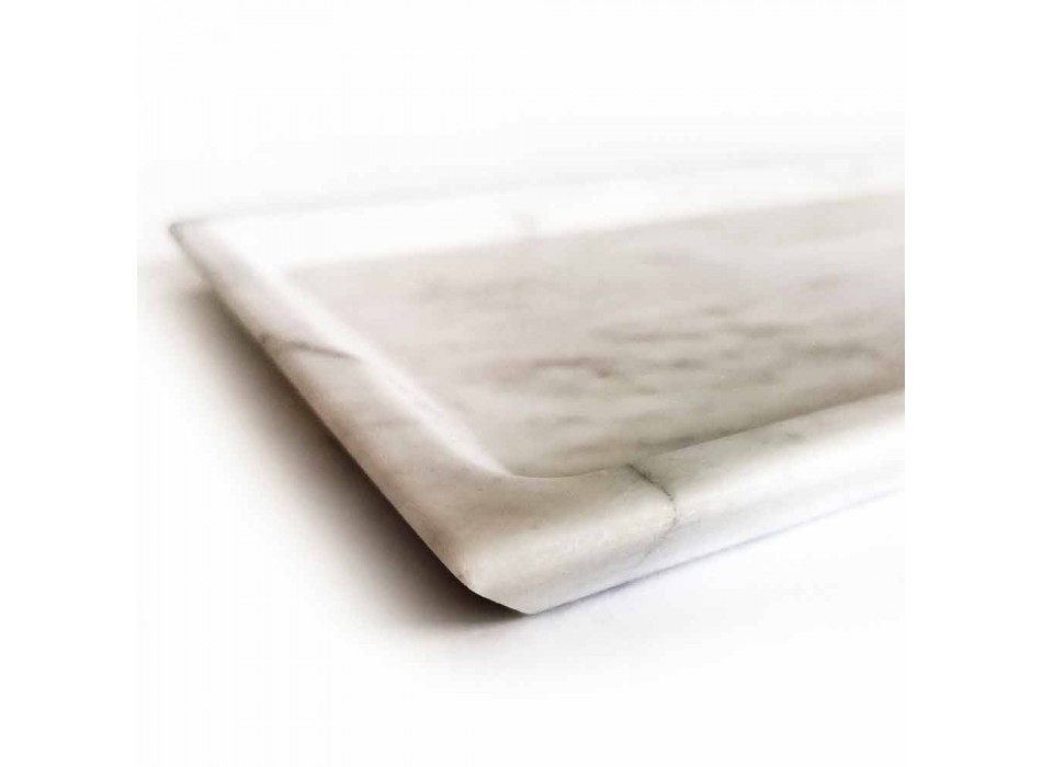 Rechthoekig dienblad in gepolijst wit Carrara-marmer Made in Italy - Alga Viadurini