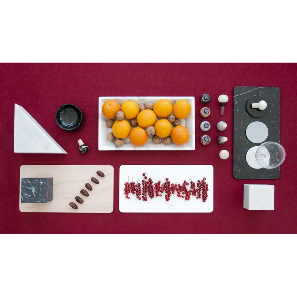 Rechthoekig dienblad in wit Carrara-marmer gemaakt in Italië - Vassili Viadurini