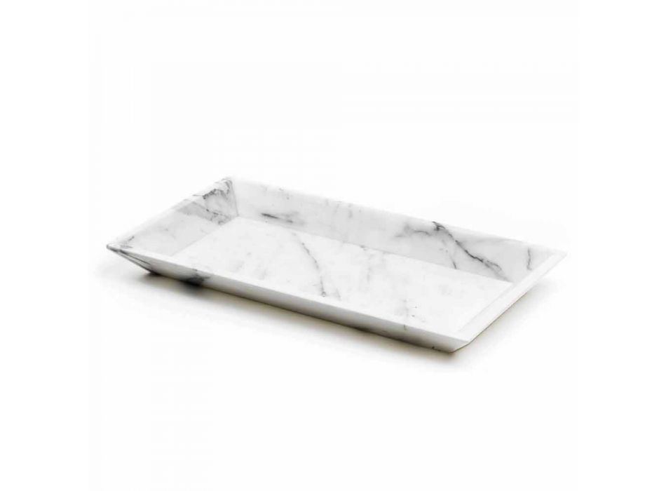 Rechthoekig dienblad in wit Carrara-marmer gemaakt in Italië - Vassili Viadurini