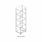 Wandvitrine in glas en wit hout, wielen en verlichte planken - Armilla Viadurini