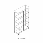 Wandvitrine in glas en wit hout, wielen en verlichte planken - Armilla Viadurini