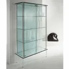Wandvitrine in transparant glas en metaal met 2 designdeuren - Lorella Viadurini