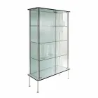 Wandvitrine in transparant glas en metaal met 2 designdeuren - Lorella Viadurini