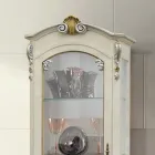 Klassieke vitrine met deur en witte houten lade Made in Italy - Cheverny Viadurini