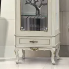 Klassieke vitrine met deur en witte houten lade Made in Italy - Cheverny Viadurini