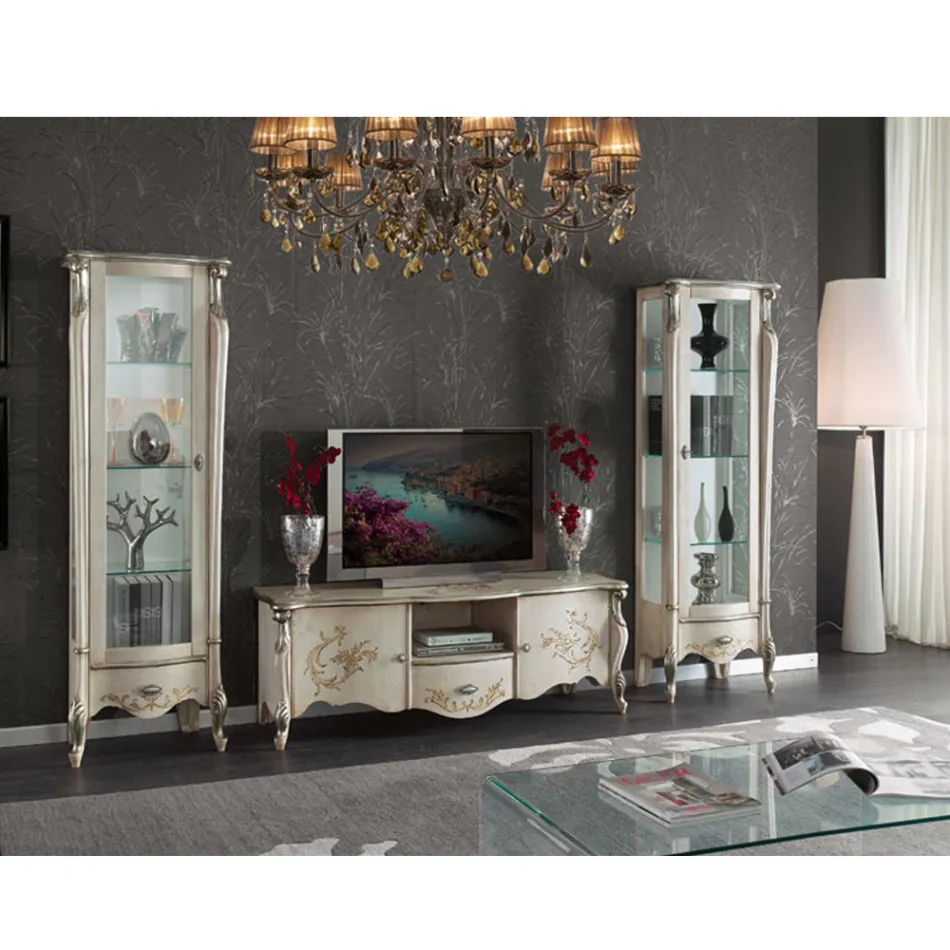 Klassieke vitrine met witte of notenhouten deur Made in Italy - Caligola Viadurini