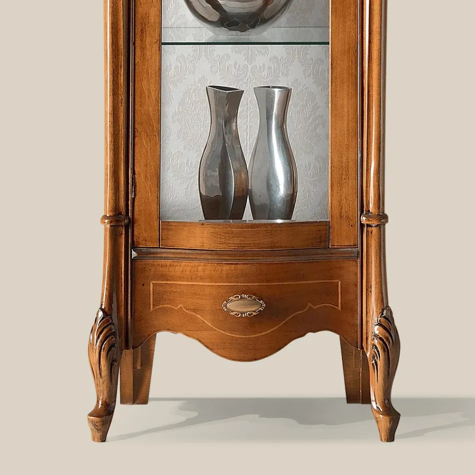 Klassieke vitrine met witte of notenhouten deur Made in Italy - Caligola Viadurini