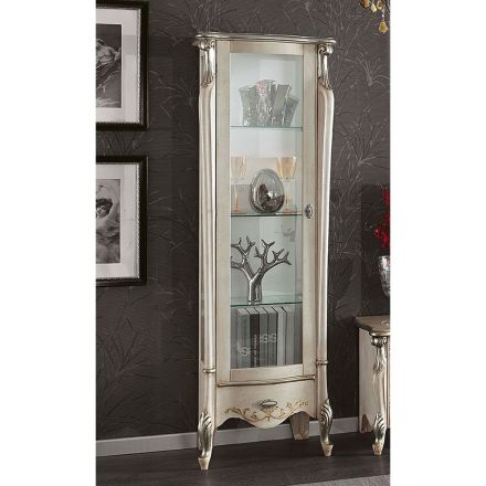 Klassieke vitrine met witte of notenhouten deur Made in Italy - Caligola Viadurini