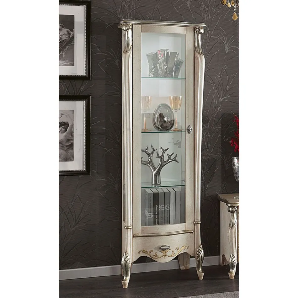 Klassieke vitrine met witte of notenhouten deur Made in Italy - Caligola Viadurini