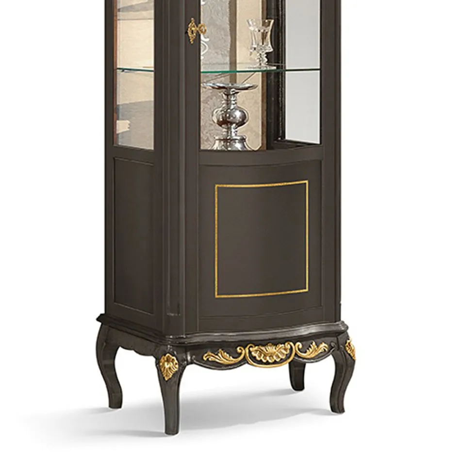 Klassieke vitrine in wit walnoot- of mokahout Made in Italy - Chantilly Viadurini