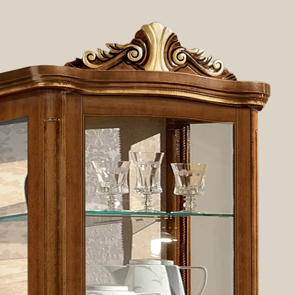 Klassieke vitrine in wit walnoot- of mokahout Made in Italy - Chantilly Viadurini