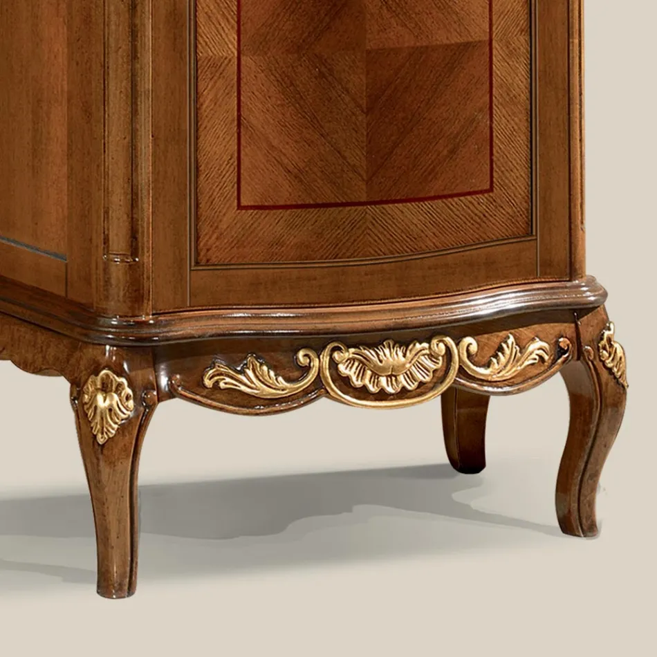 Klassieke vitrine in wit walnoot- of mokahout Made in Italy - Chantilly Viadurini