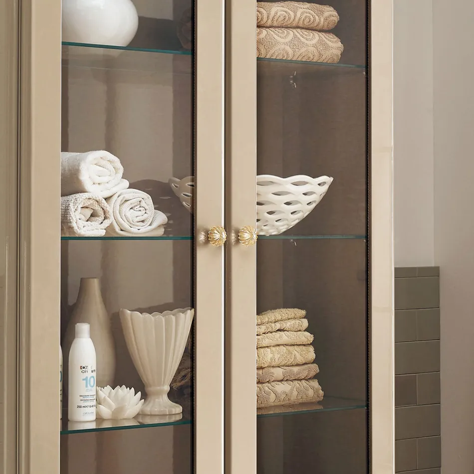 Vitrine compleet met twee deuren en drie glazen planken Made in Italy - Candy Viadurini