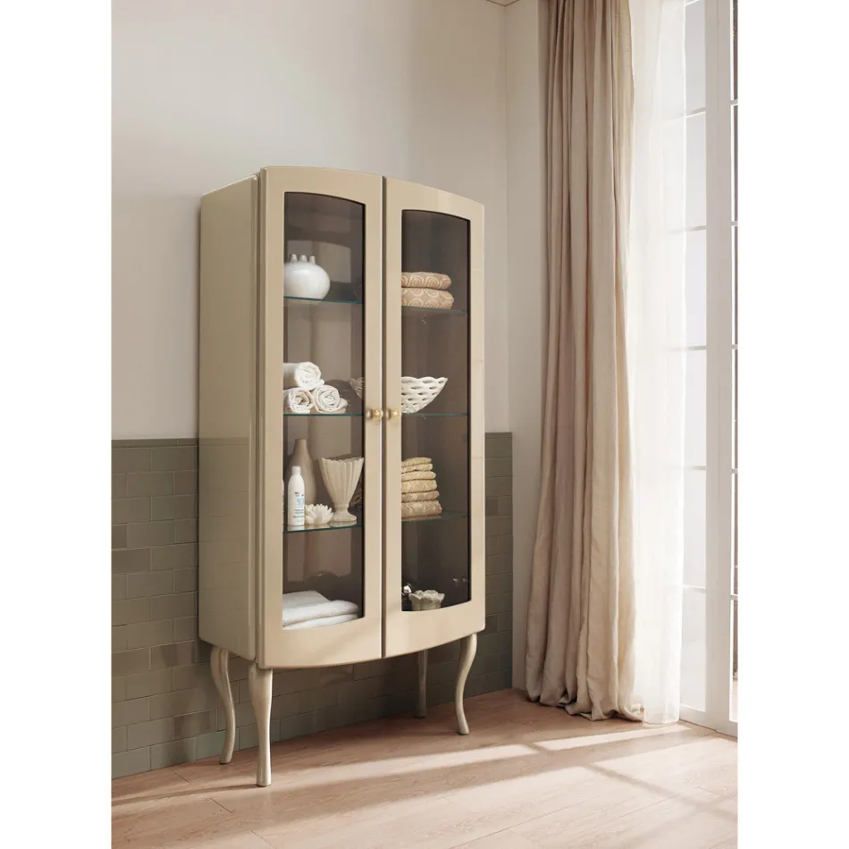 Vitrine compleet met twee deuren en drie glazen planken Made in Italy - Candy Viadurini
