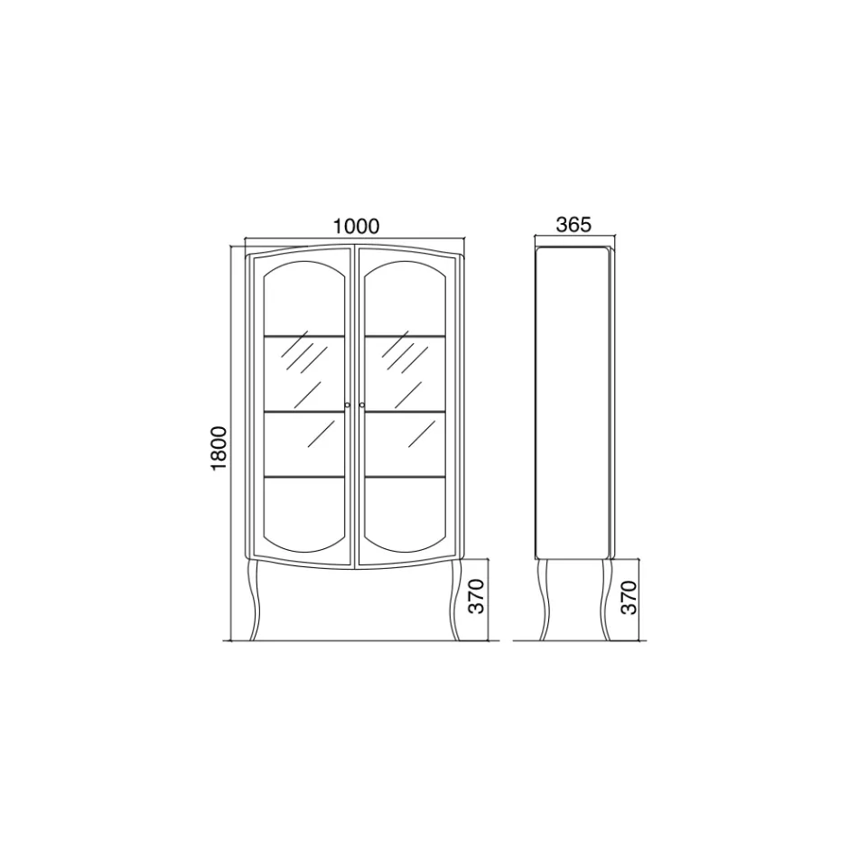 Vitrine compleet met twee deuren en drie glazen planken Made in Italy - Candy Viadurini