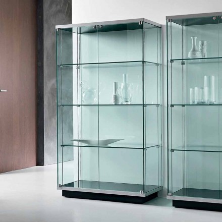 Wandvitrinekast in transparant glas 2 deuren met slot - Antonia Viadurini