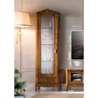 Klassieke woonkamervitrine in walnoothout 1 deur Made in Italy - Ronald Viadurini