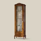 Klassieke woonkamervitrine in walnoothout 1 deur Made in Italy - Ronald Viadurini