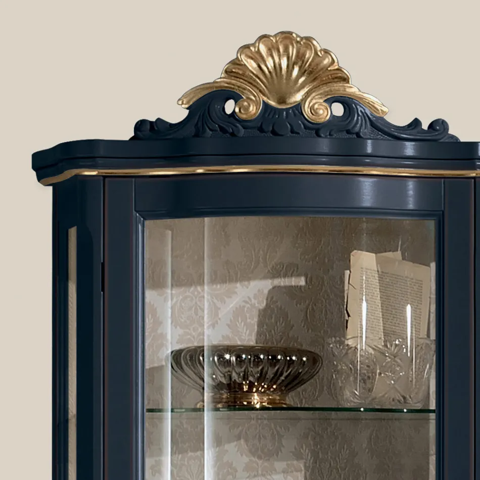 Woonkamer houten vitrine met 1 luxe deur Made in Italy - Leonor Viadurini