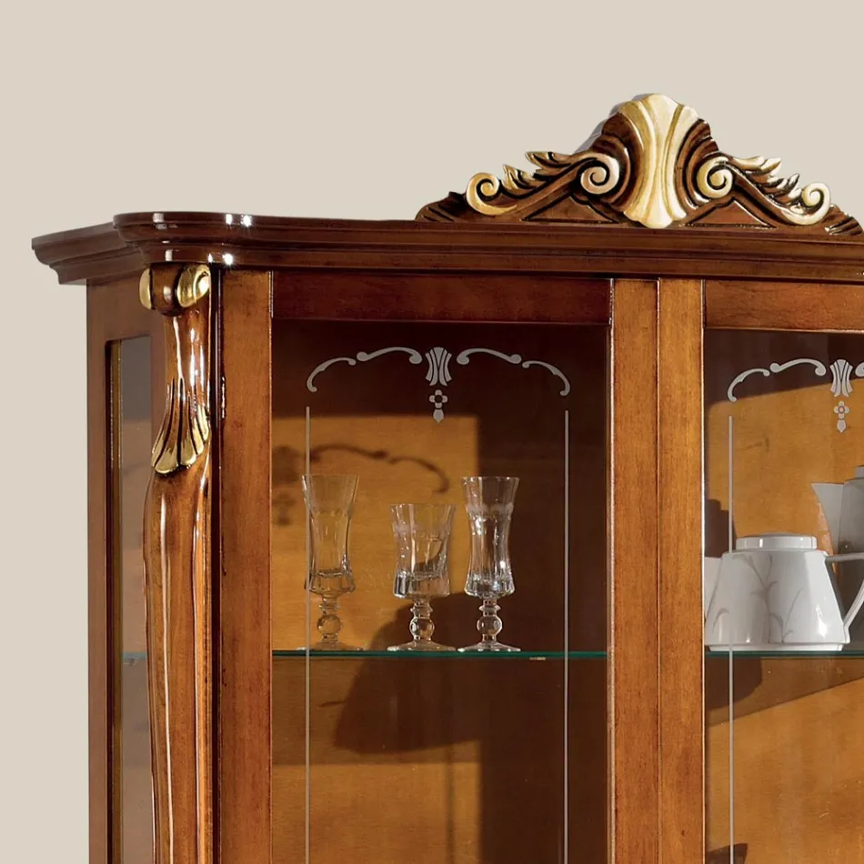 Houten woonkamervitrine met 2 deuren Klassiek Made in Italy - Cambrige Viadurini