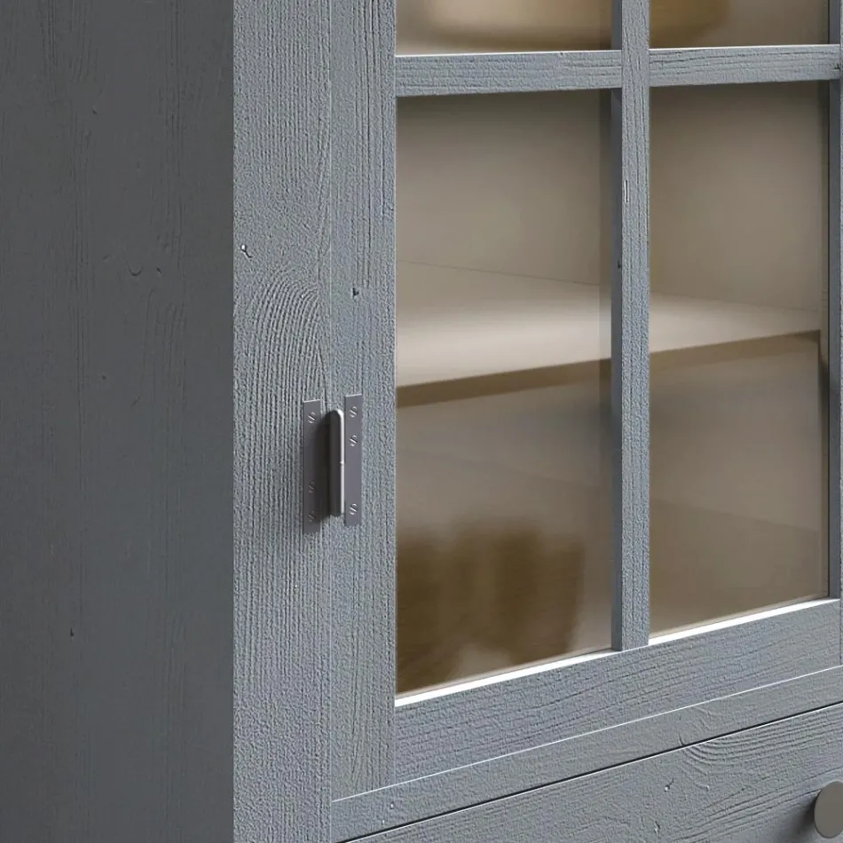 Woonkamervitrine in massief dennenhout Volledig gemaakt in Italië - Pascual Viadurini