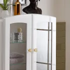 Eenkleurige badkamervitrine met 2 deuren en glazen planken - Candy Viadurini