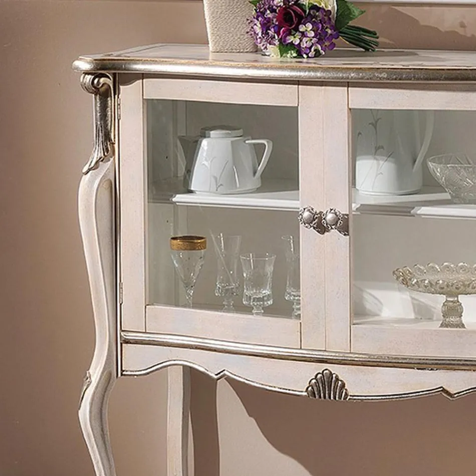 Woonkamervitrine 2 deuren in walnoot of wit hout Gemaakt in Italië - Londen Viadurini