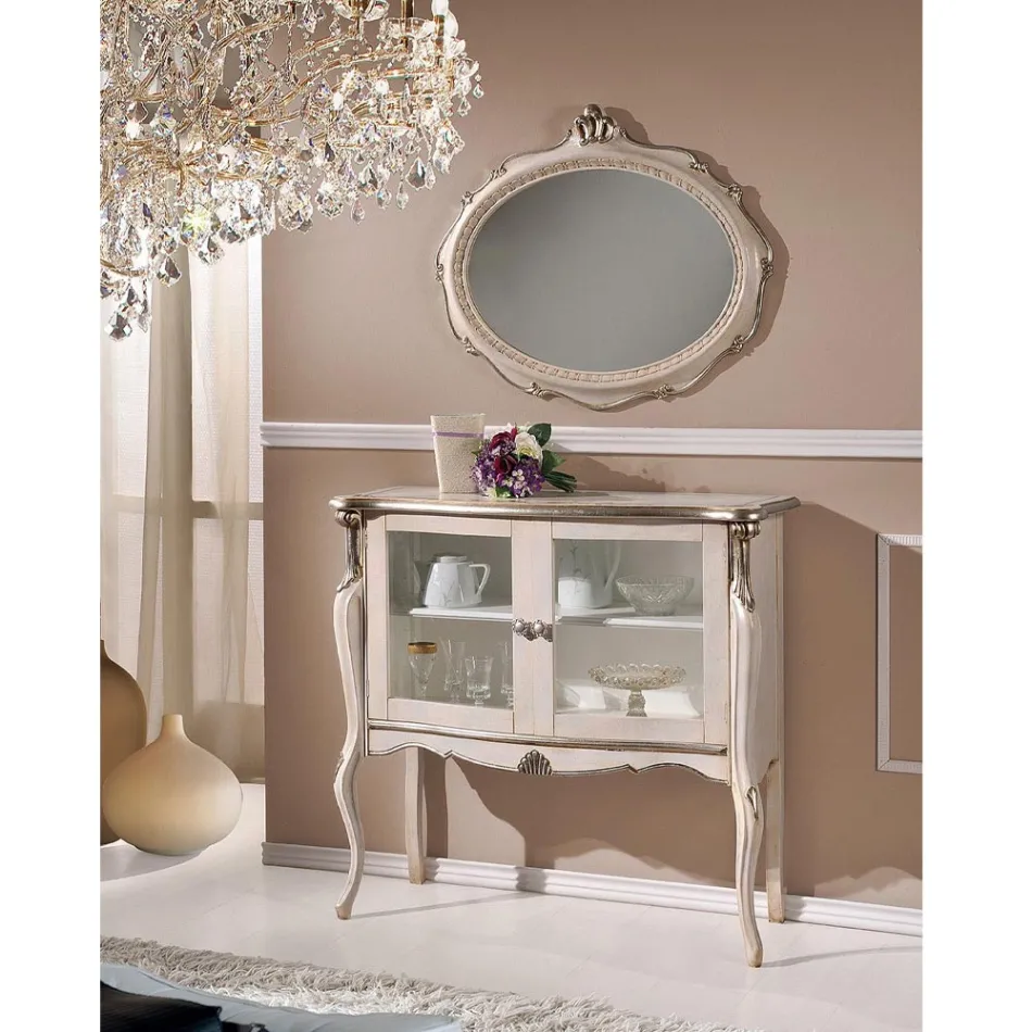 Woonkamervitrine 2 deuren in walnoot of wit hout Gemaakt in Italië - Londen Viadurini