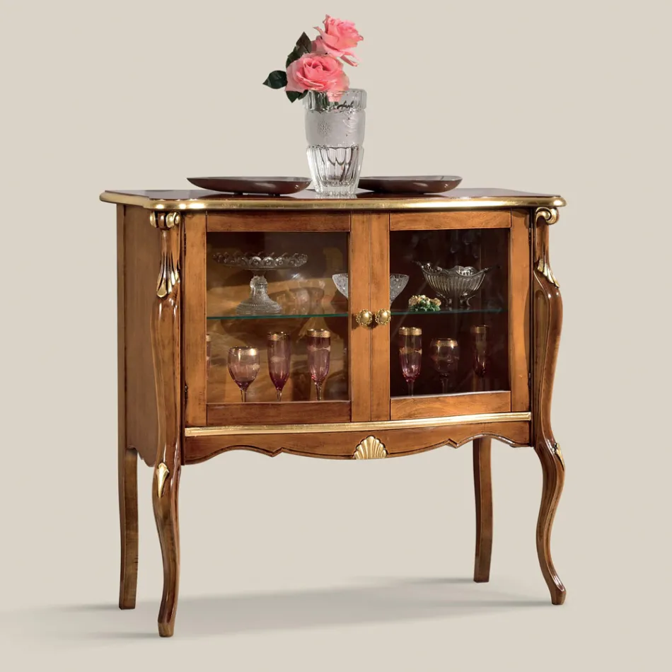 Woonkamervitrine 2 deuren in walnoot of wit hout Gemaakt in Italië - Londen Viadurini