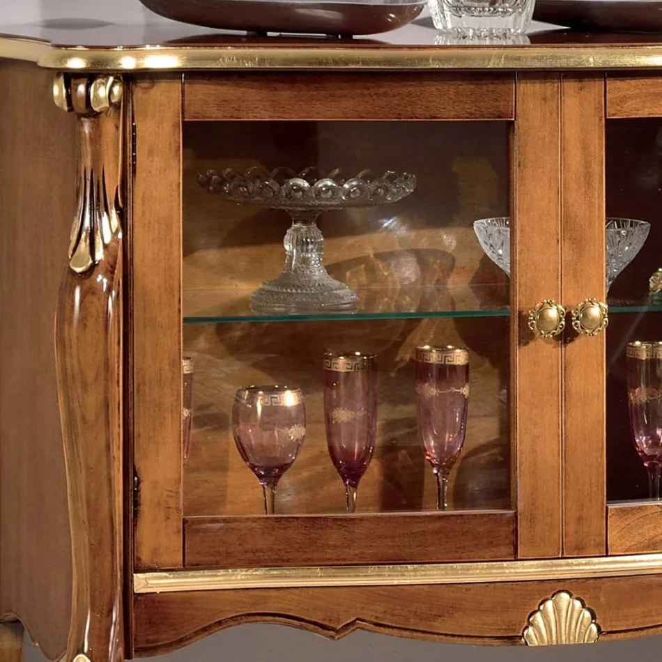 Woonkamervitrine 2 deuren in walnoot of wit hout Gemaakt in Italië - Londen Viadurini