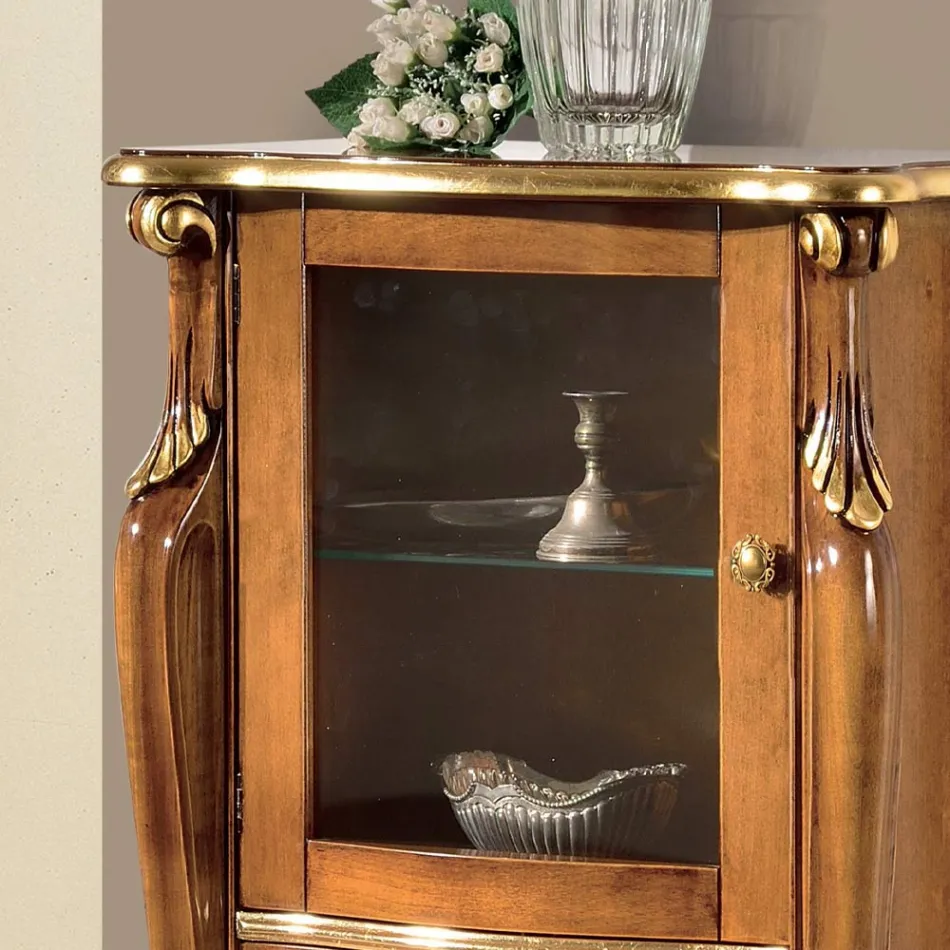 Woonkamervitrine met 1 glazen deur en 3 lades Made in Italy - London Viadurini