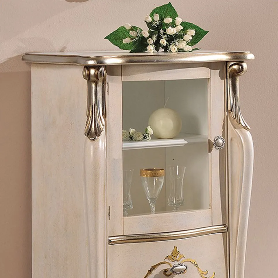 Woonkamervitrine met 1 glazen deur en 3 lades Made in Italy - London Viadurini